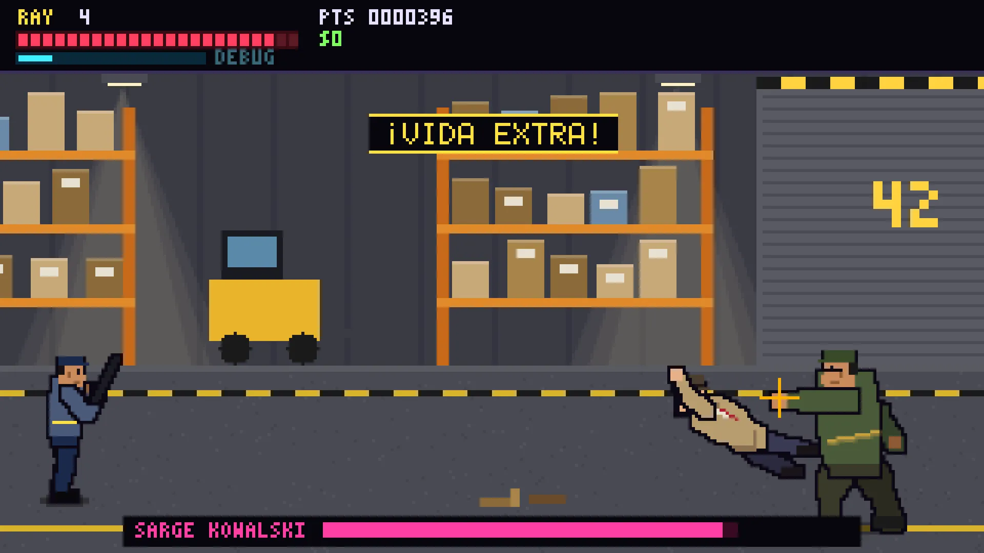 Sarge Kowalski, el jefe del capítulo 2, en un almacén de los muelles.