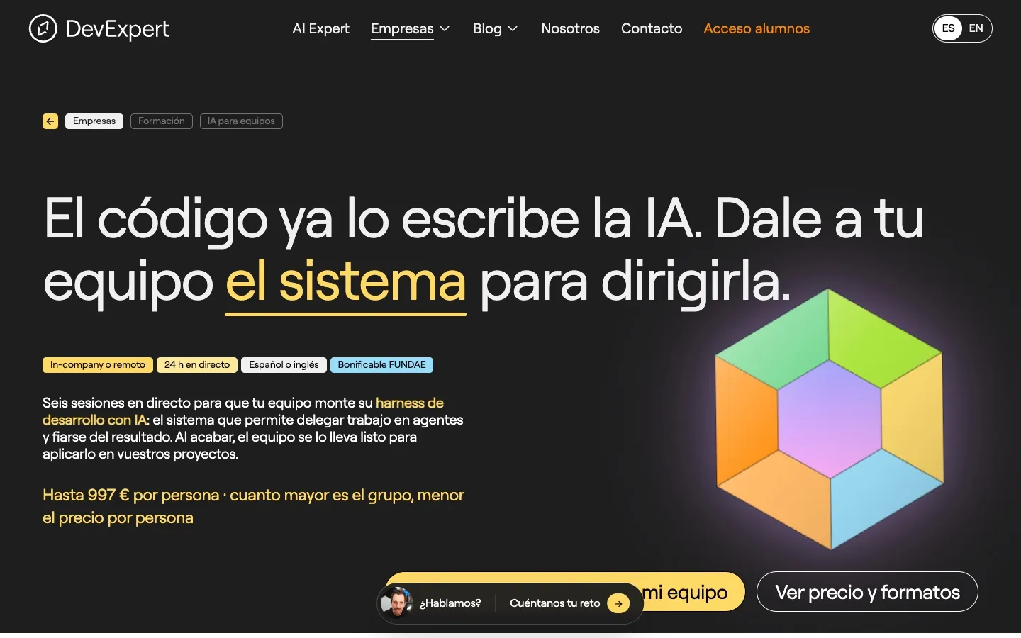 Formación para equipos, con el sistema para dirigir agentes.