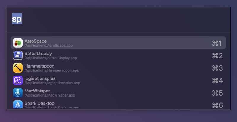 Buscador de apps para asignar un atajo