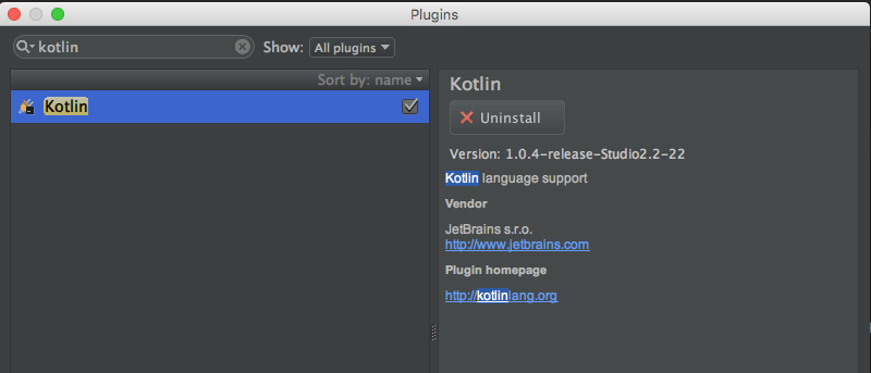 Plugin Kotlin Android Studio